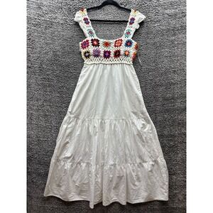 Slate & Willow Rent the Runway Floral Crochet Midi‎ Dress White Womens Size S